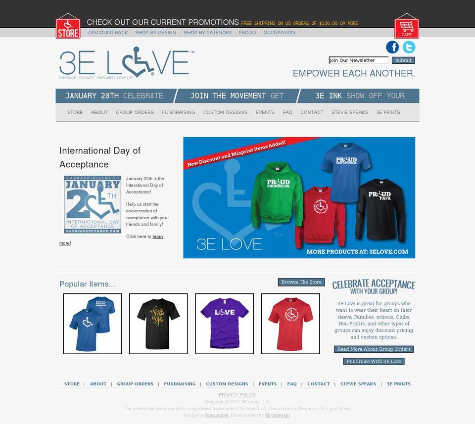 3elove.com shopify website screenshot