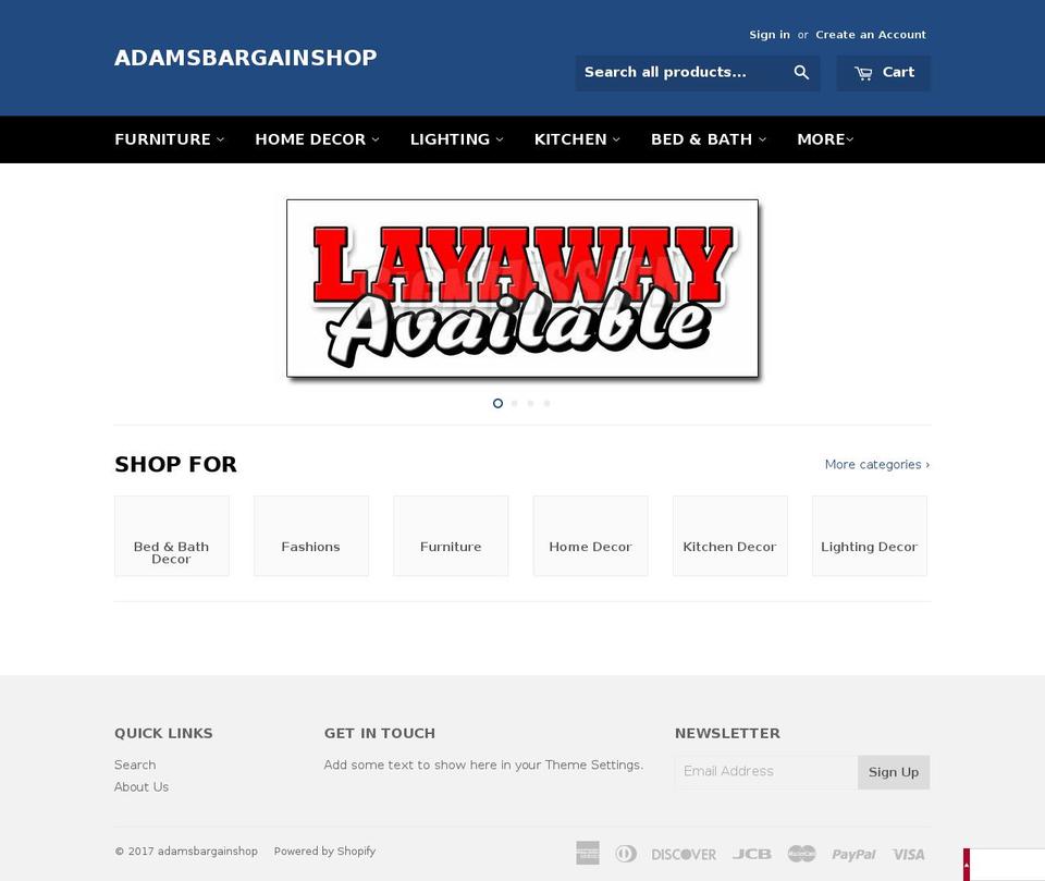 adamsbargainshop.com shopify website screenshot