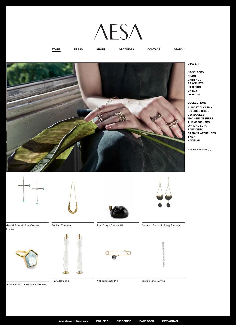 aesajewelry.com shopify website screenshot