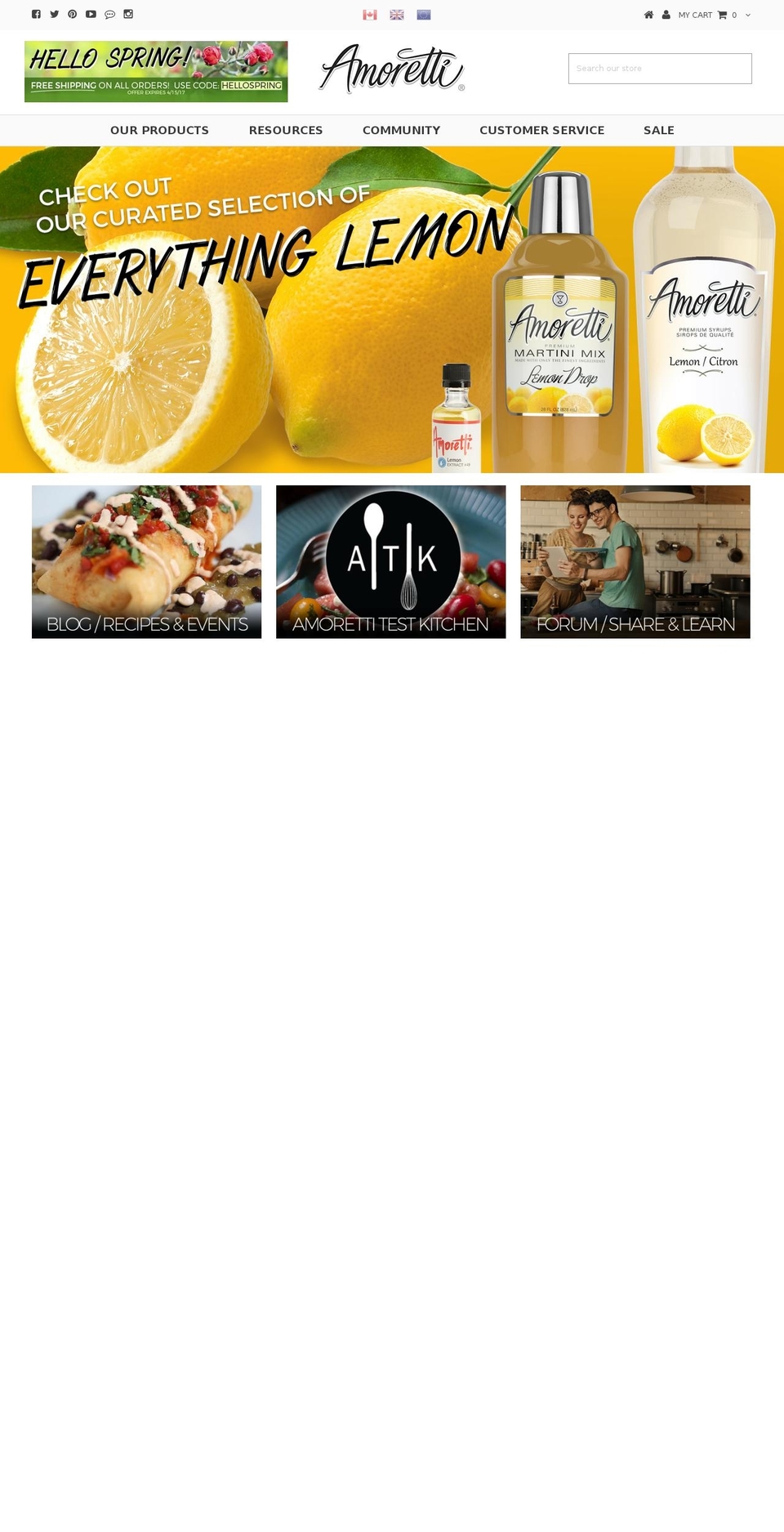 amoretti.com shopify website screenshot