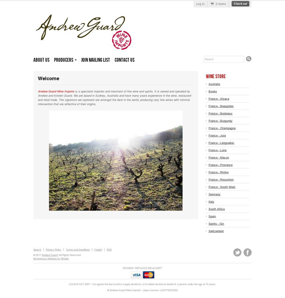 Radiance Shopify theme site example andrewguard.com.au