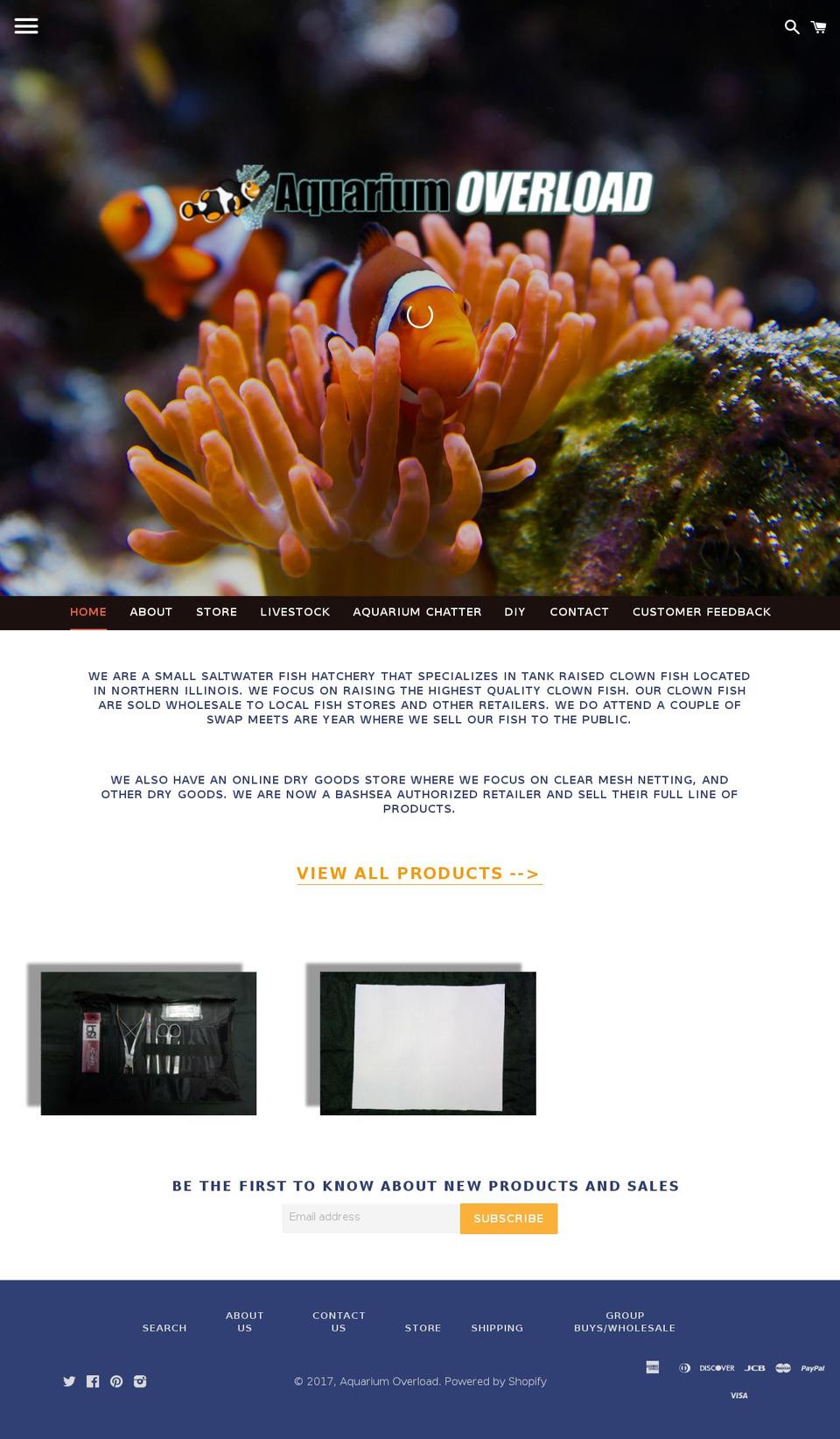 aquariumoverload.com shopify website screenshot