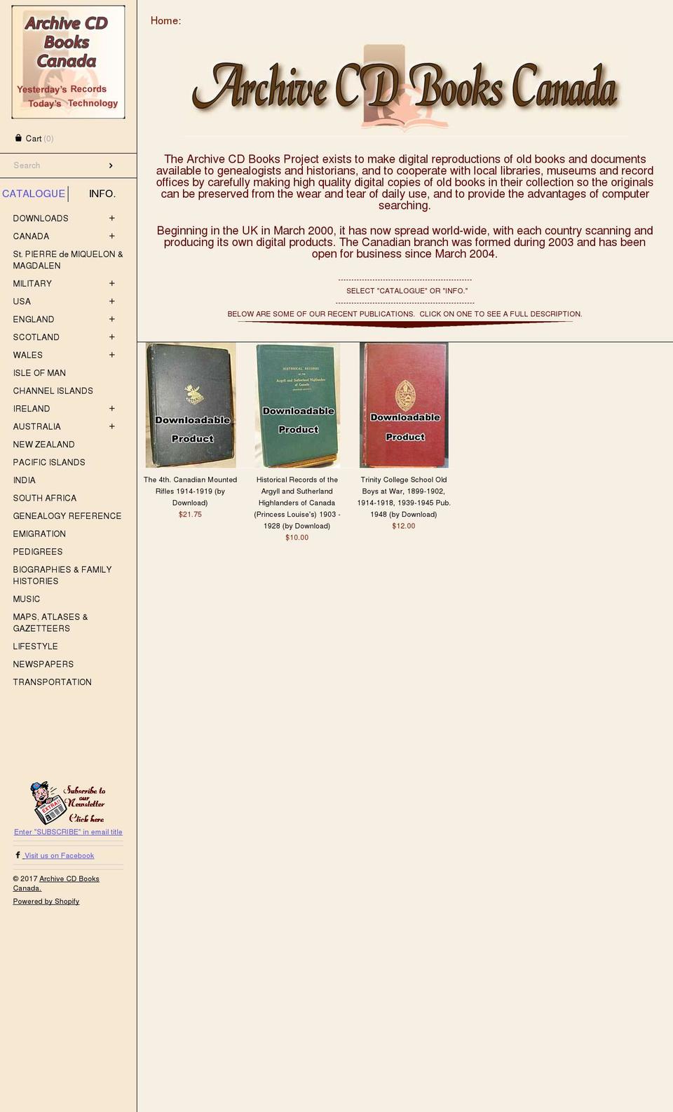 archivecdbooks.ca shopify website screenshot