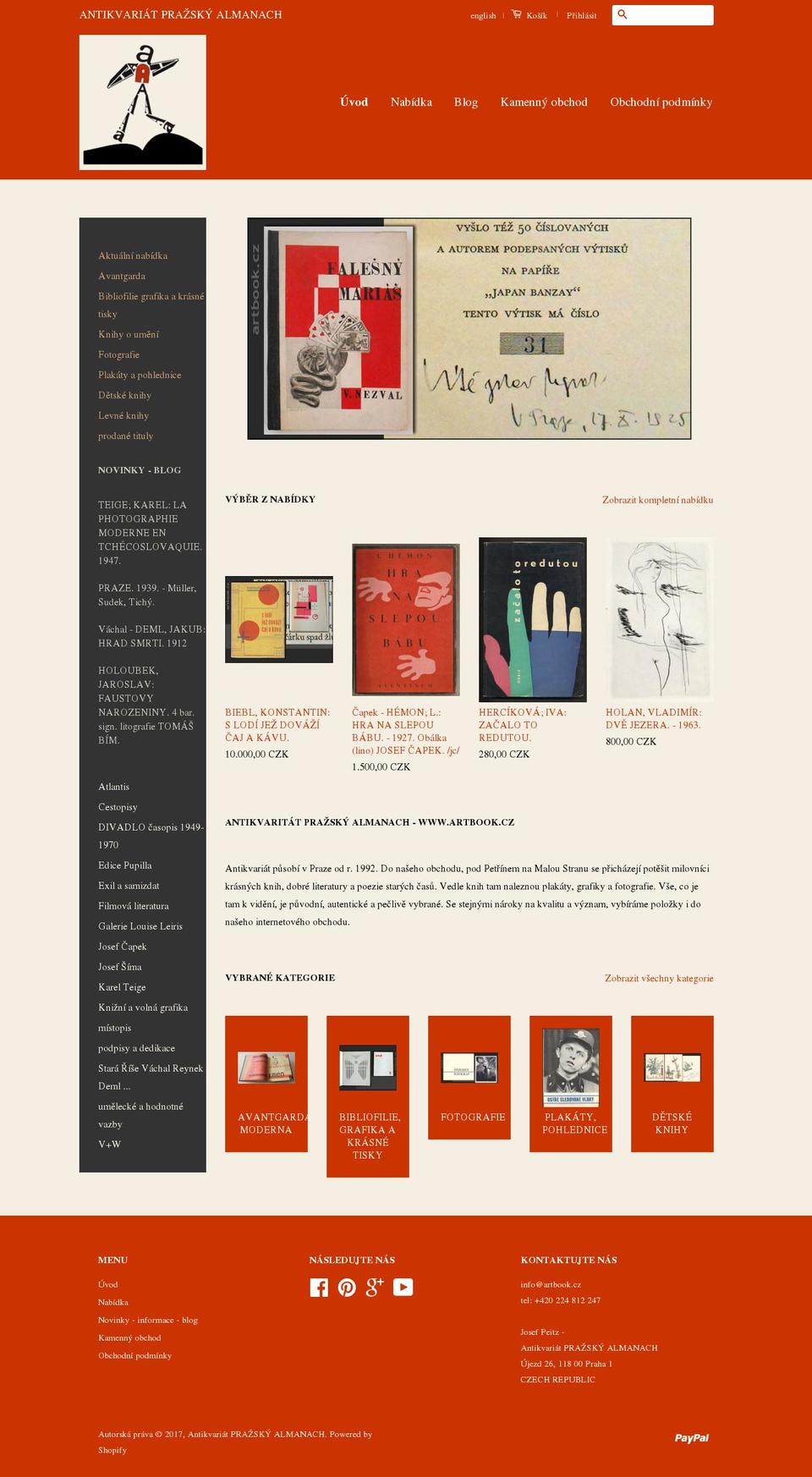 artbook.cz shopify website screenshot