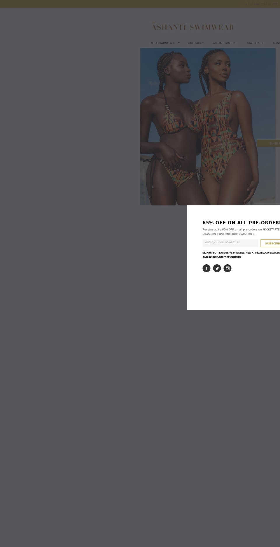 ashantiswimwear.com shopify website screenshot