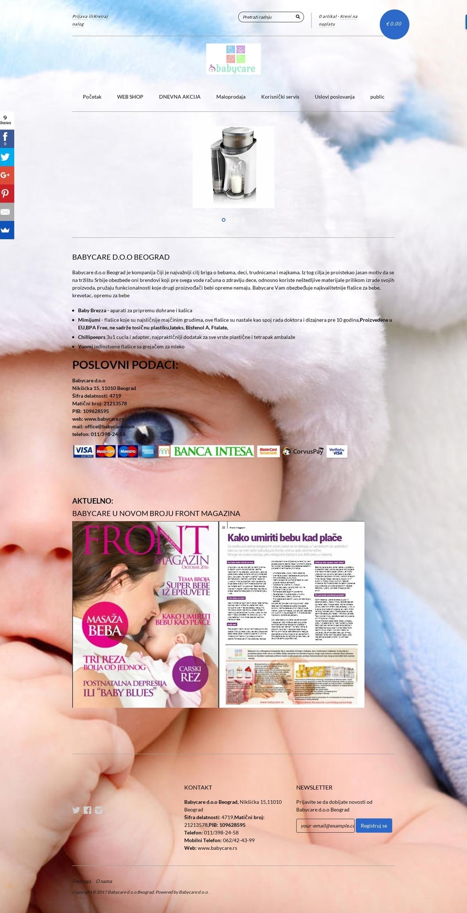 Pop Shopify theme site example babycare.rs