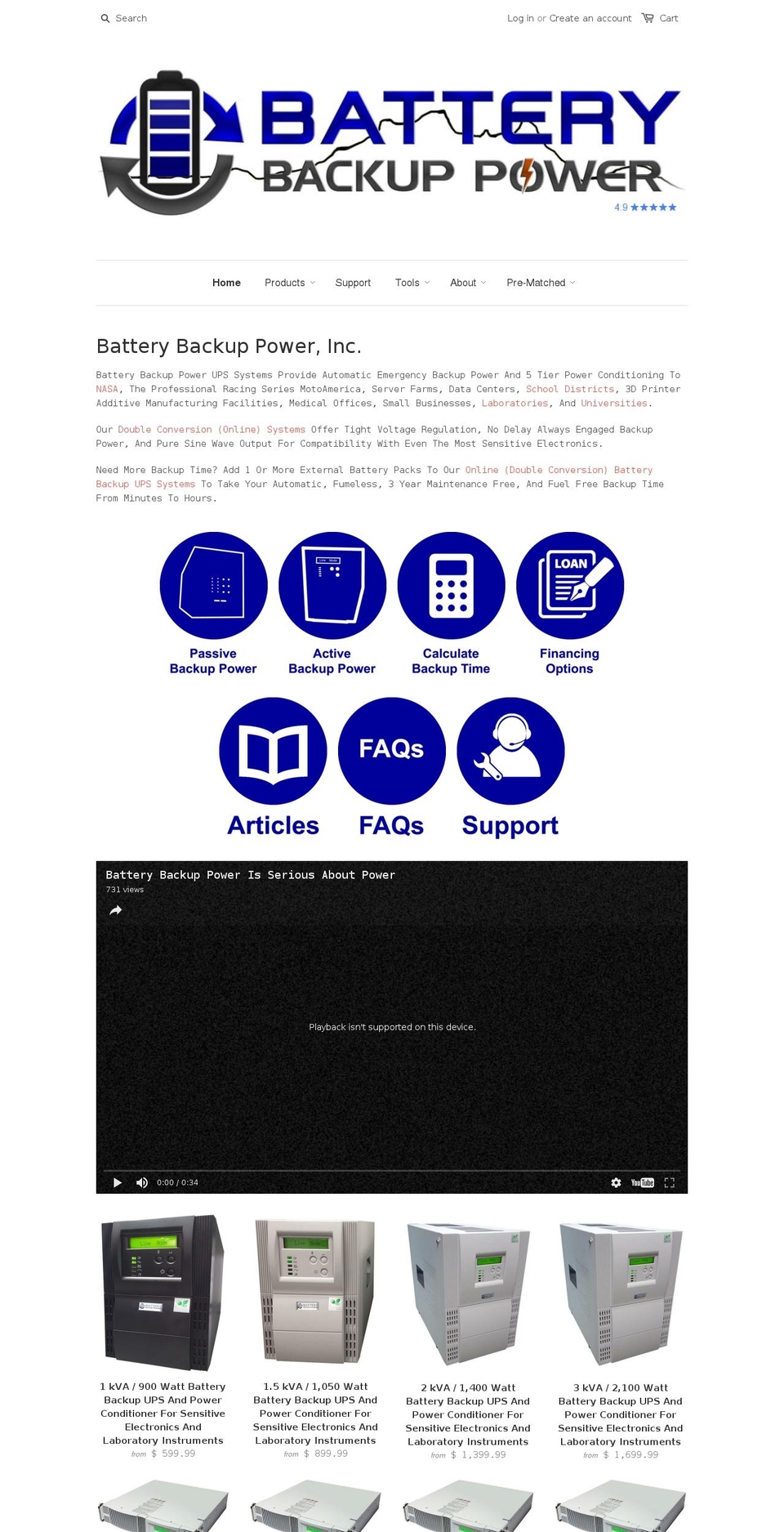 backupbatterypower.com shopify website screenshot