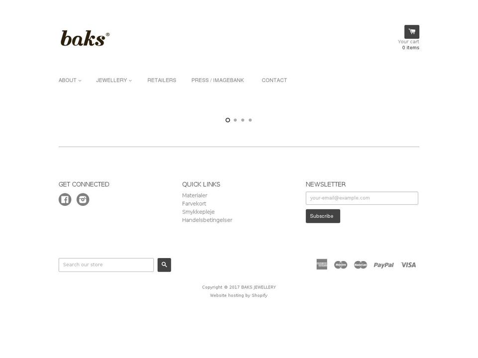 React Shopify theme site example baksjewellery.com