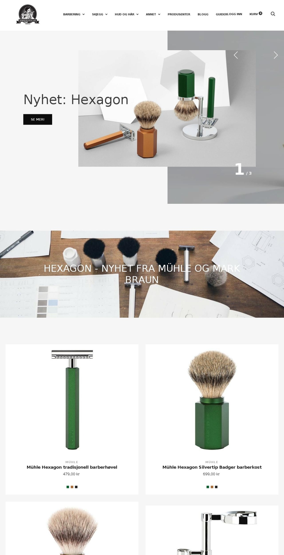 Focal Shopify theme site example barbershop.no
