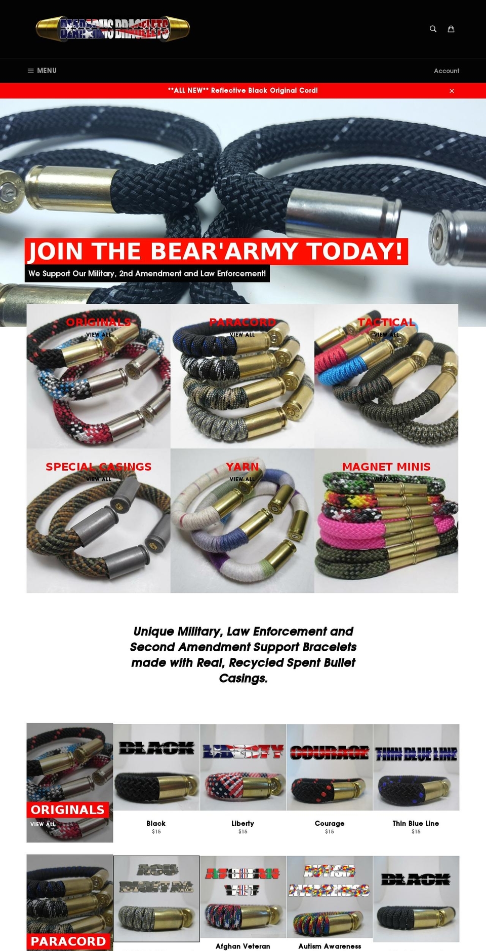 beararmsbracelets.com shopify website screenshot