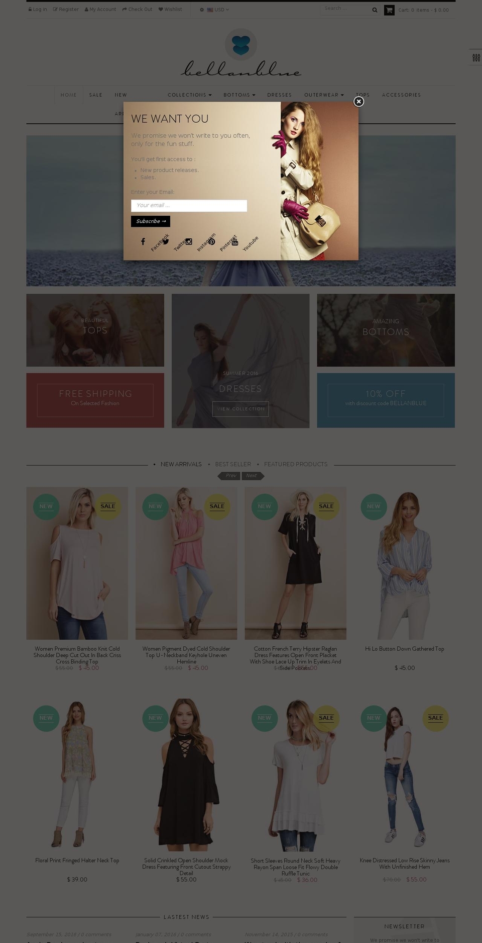 bellanblue.com shopify website screenshot