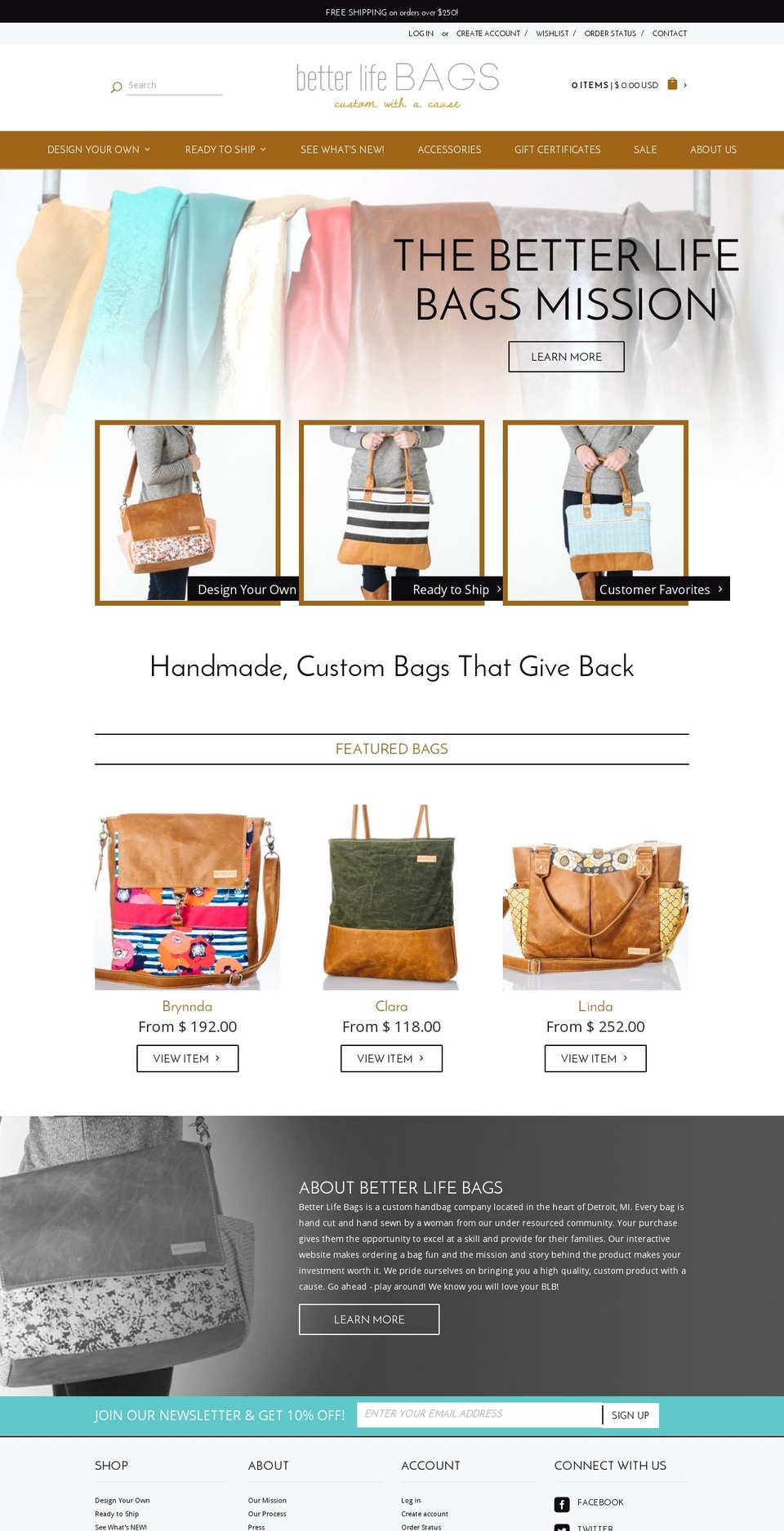 Pipeline Shopify theme site example betterlifebags.com