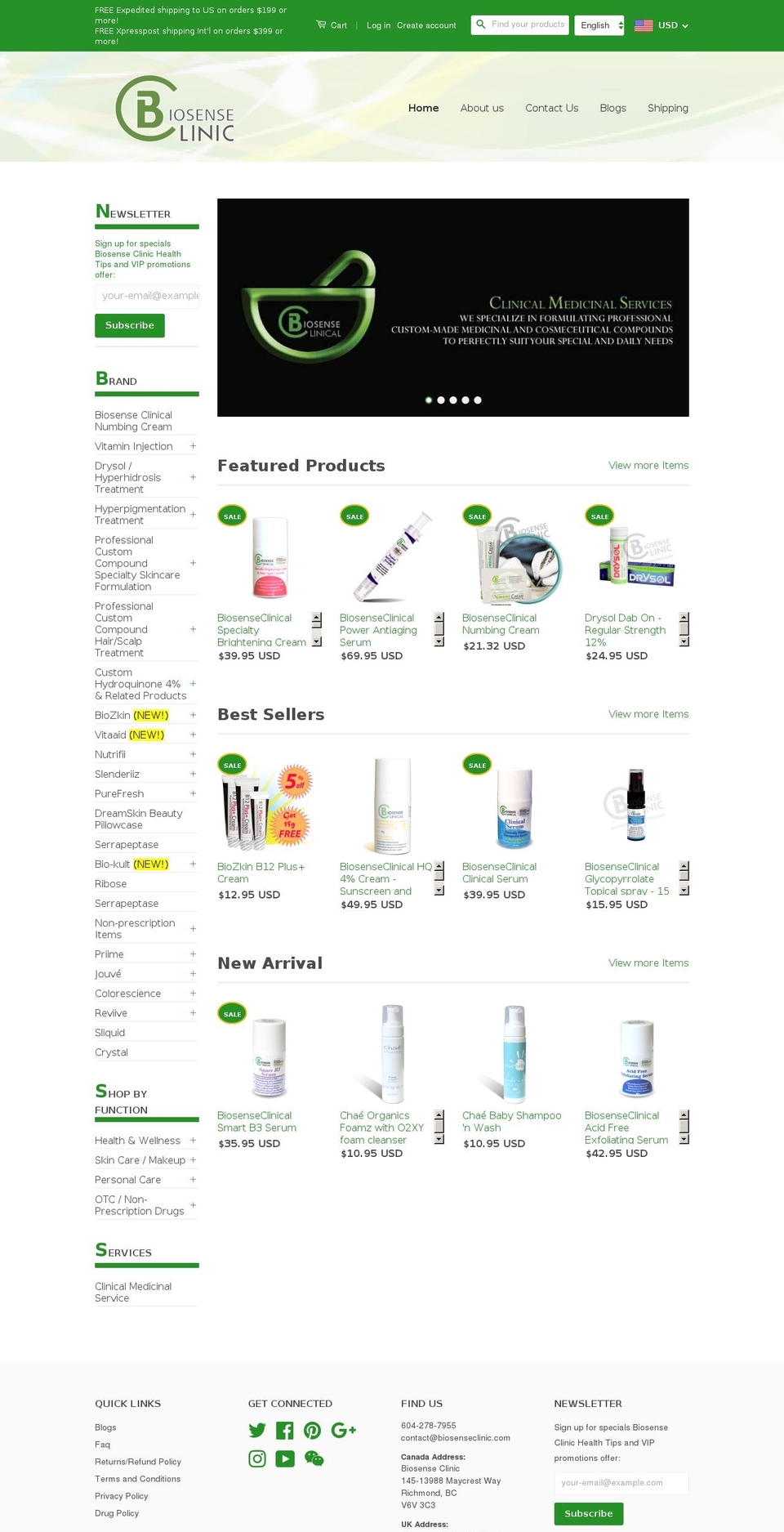 biosenseclinic.com shopify website screenshot