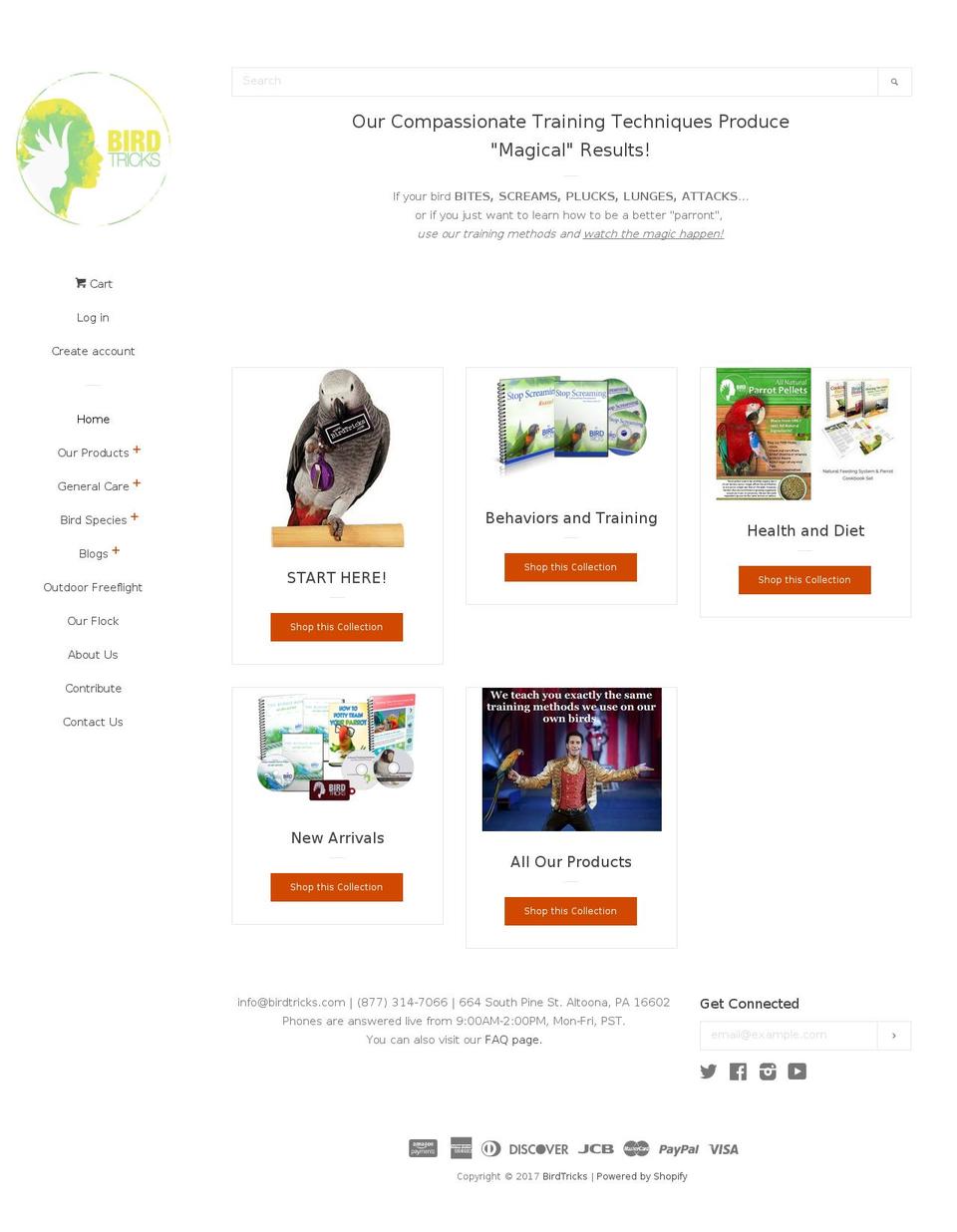 birdtricksstore.com shopify website screenshot