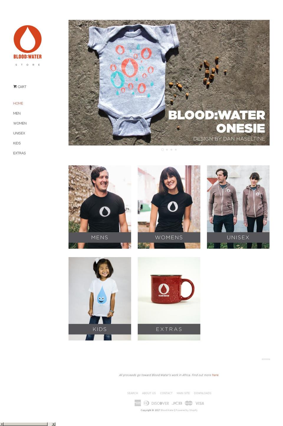 Pop Shopify theme site example bloodwaterstore.org