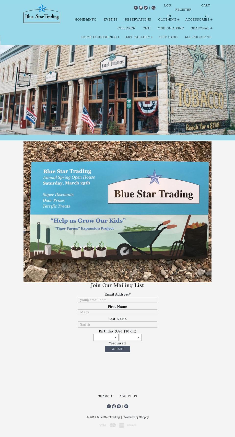 bluestartrading.com shopify website screenshot