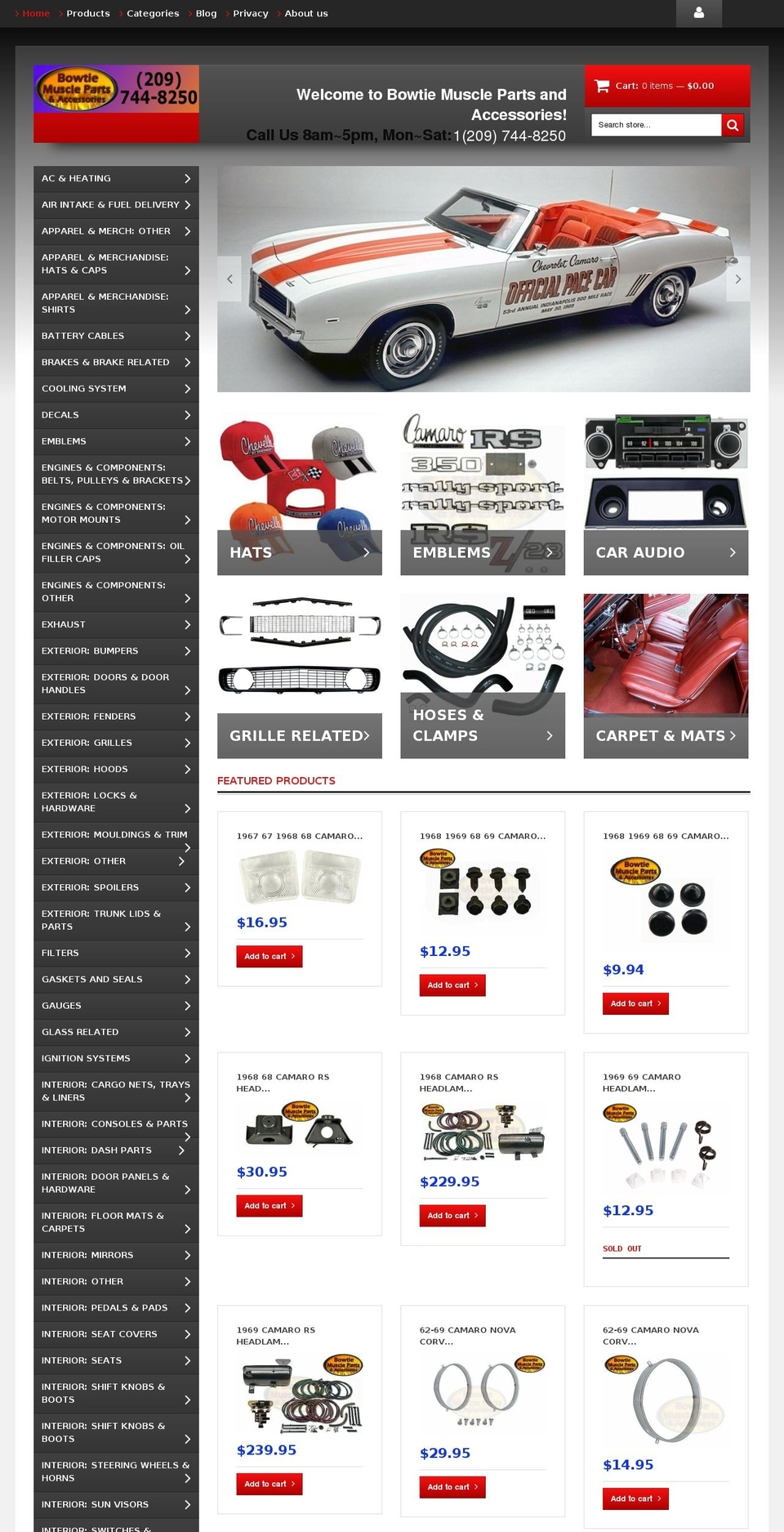 bowtiemuscleparts.com shopify website screenshot