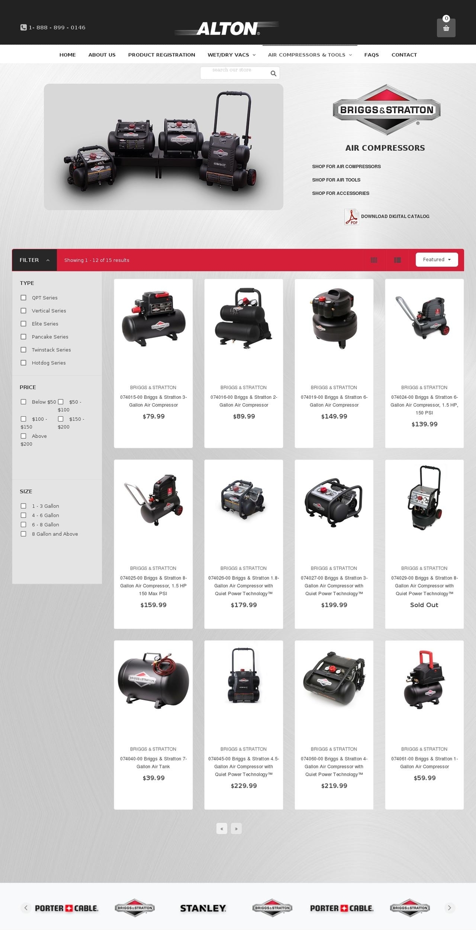 briggsairproducts.com shopify website screenshot