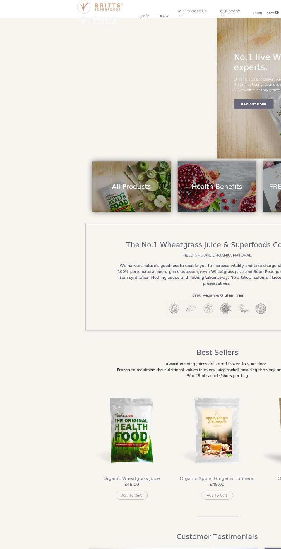 brittsuperfoods.co.uk shopify website screenshot