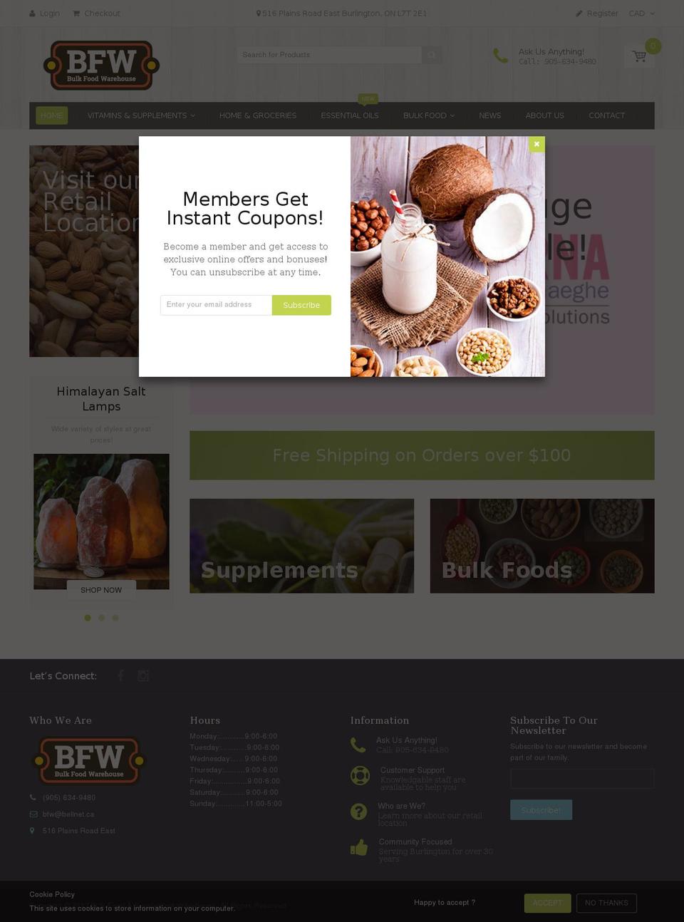 bulkfoodwarehouse.ca shopify website screenshot