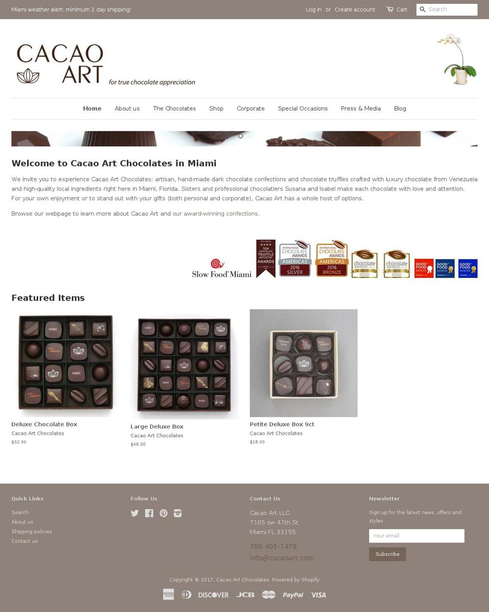 cacaoart.com shopify website screenshot