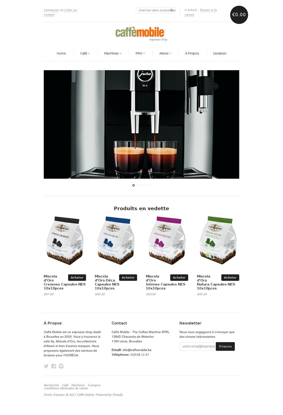 caffemobile.be shopify website screenshot