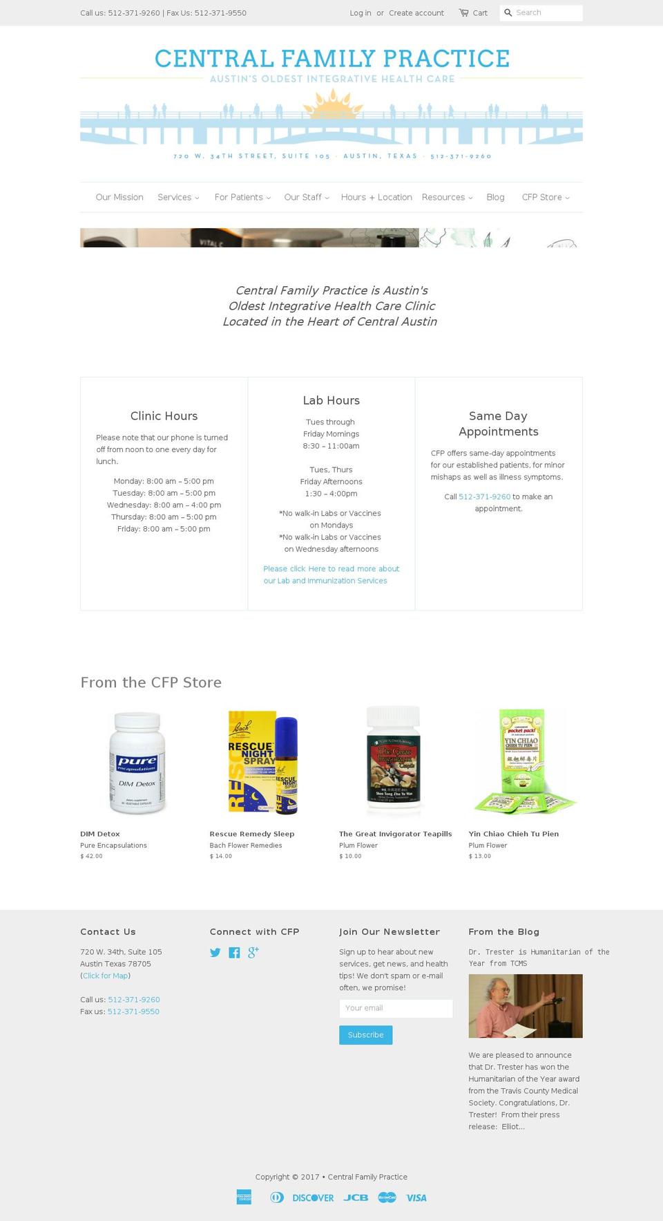 centralfamilypractice.com shopify website screenshot