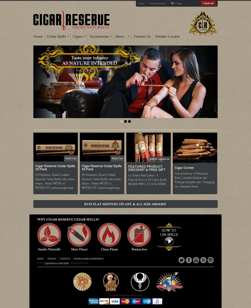 cigarreserve.com shopify website screenshot