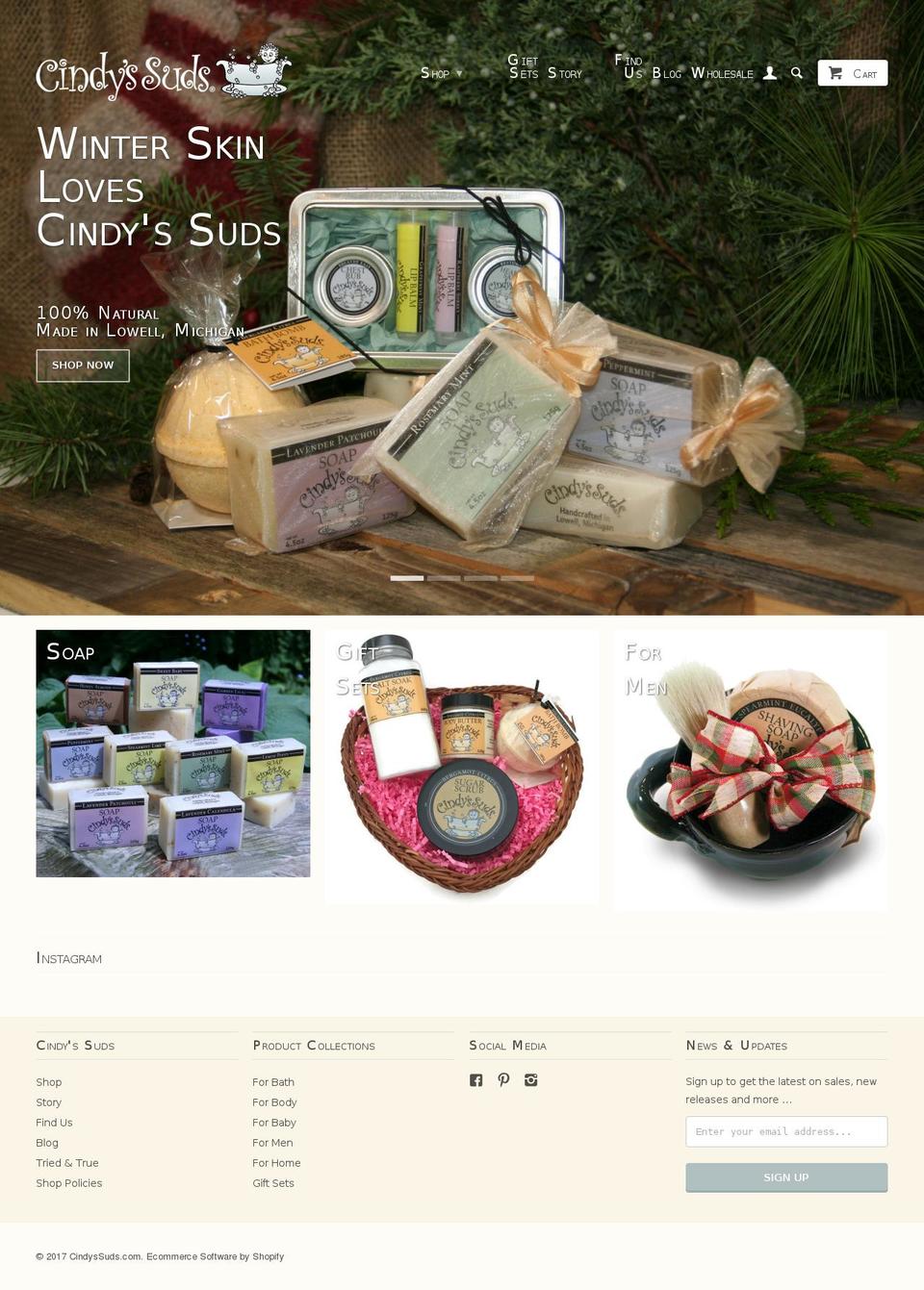cindyssuds.com shopify website screenshot