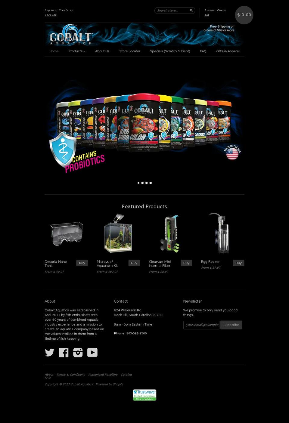 cobaltaquatics.com shopify website screenshot