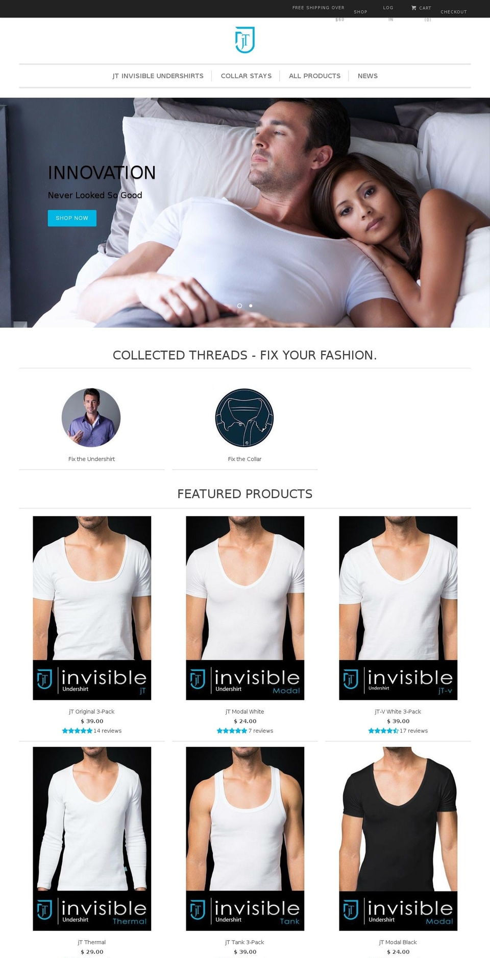 Responsive Shopify theme site example collectedthreads.com