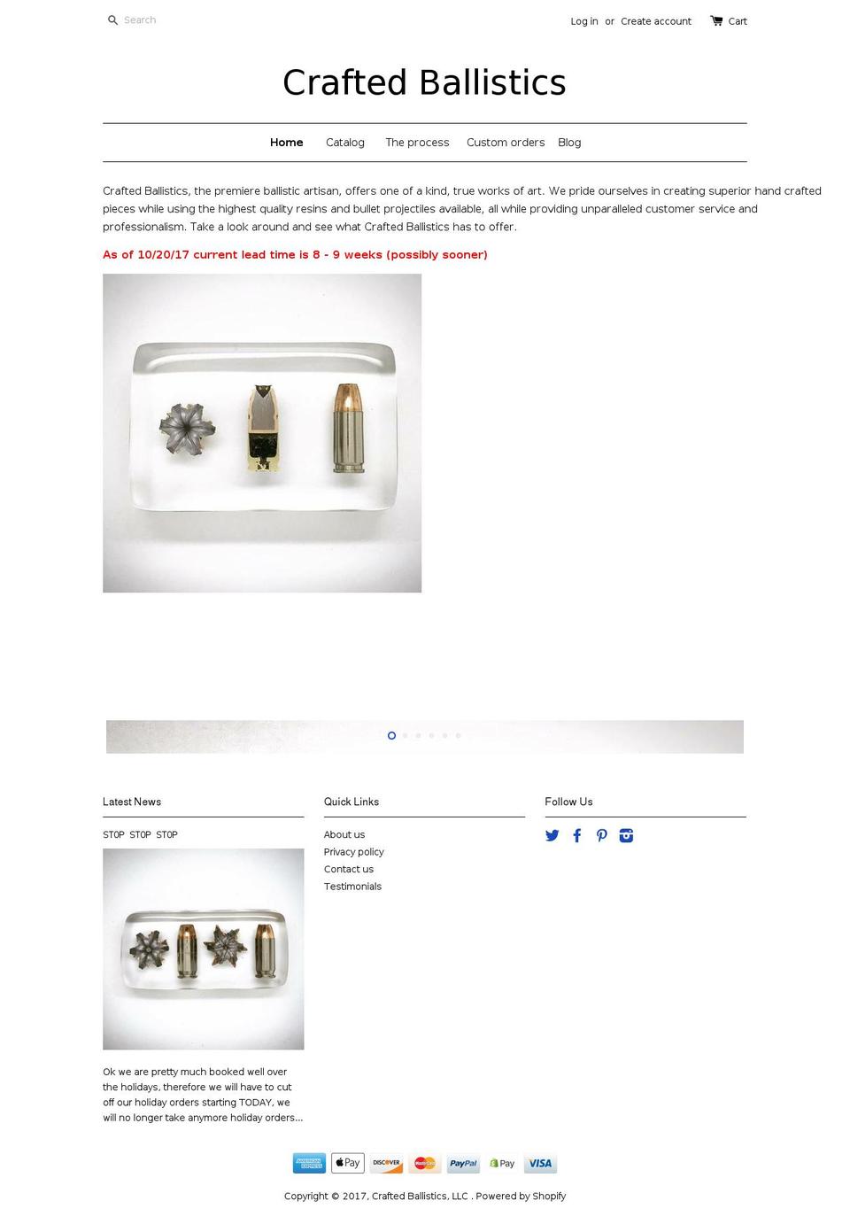 craftedballistics.com shopify website screenshot