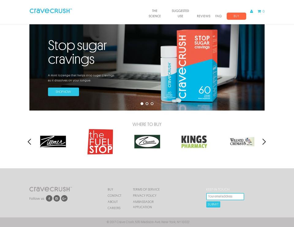 Crave Shopify theme site example cravecrush.org