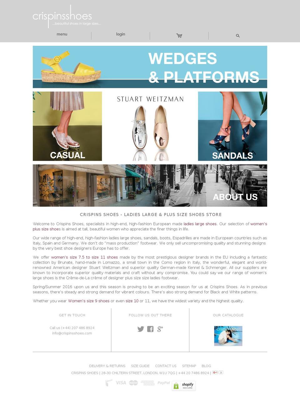 crispinsshoes.com shopify website screenshot