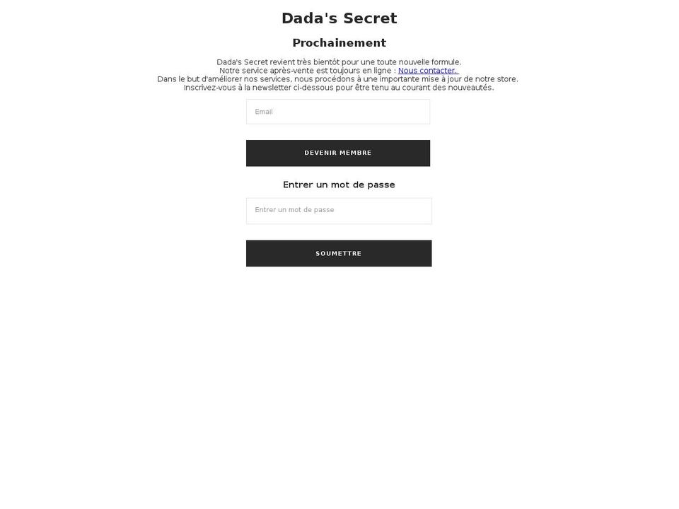 dadassecret.com shopify website screenshot