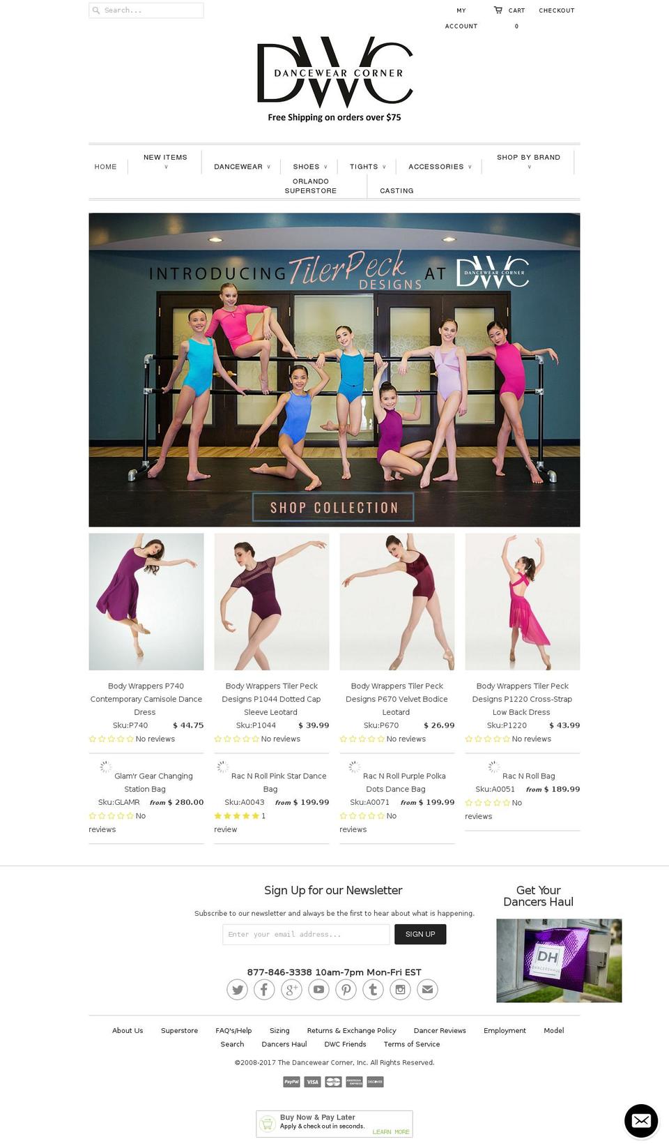 dancewearcorner.com shopify website screenshot