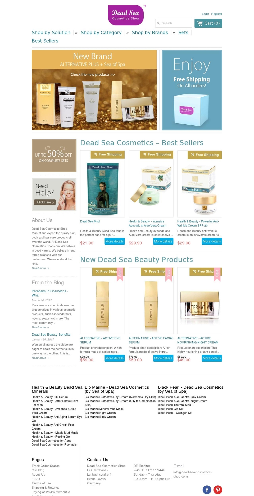 dead-sea-cosmetics-shop.com shopify website screenshot