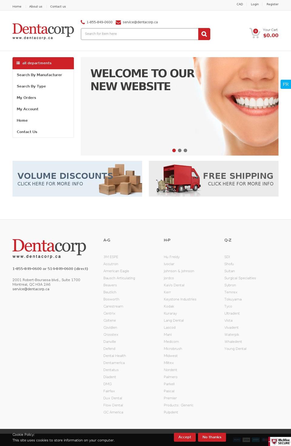 mediacenter test with Bablic Shopify theme site example dentacorp.com
