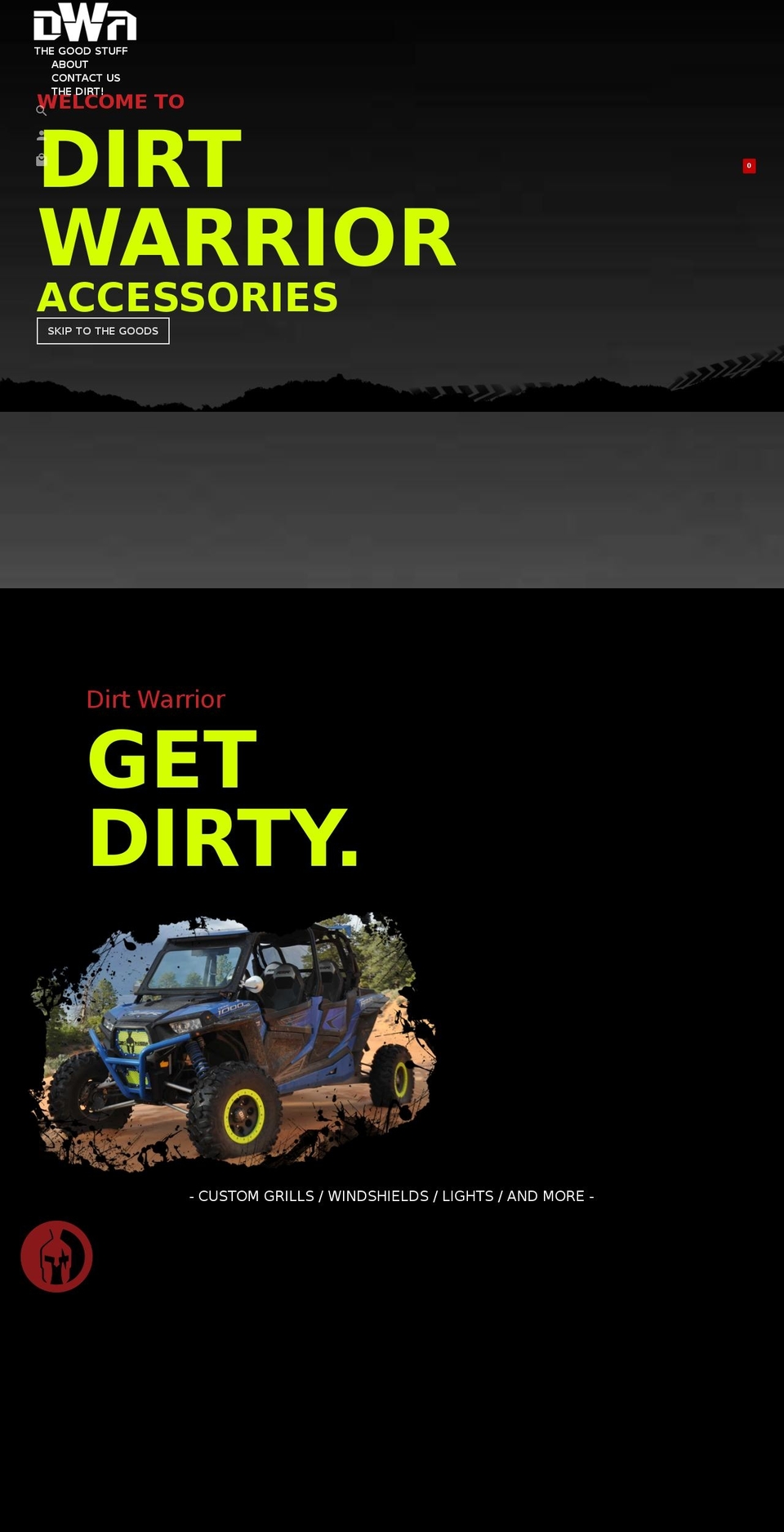 dirtwarrioraccessories.com shopify website screenshot
