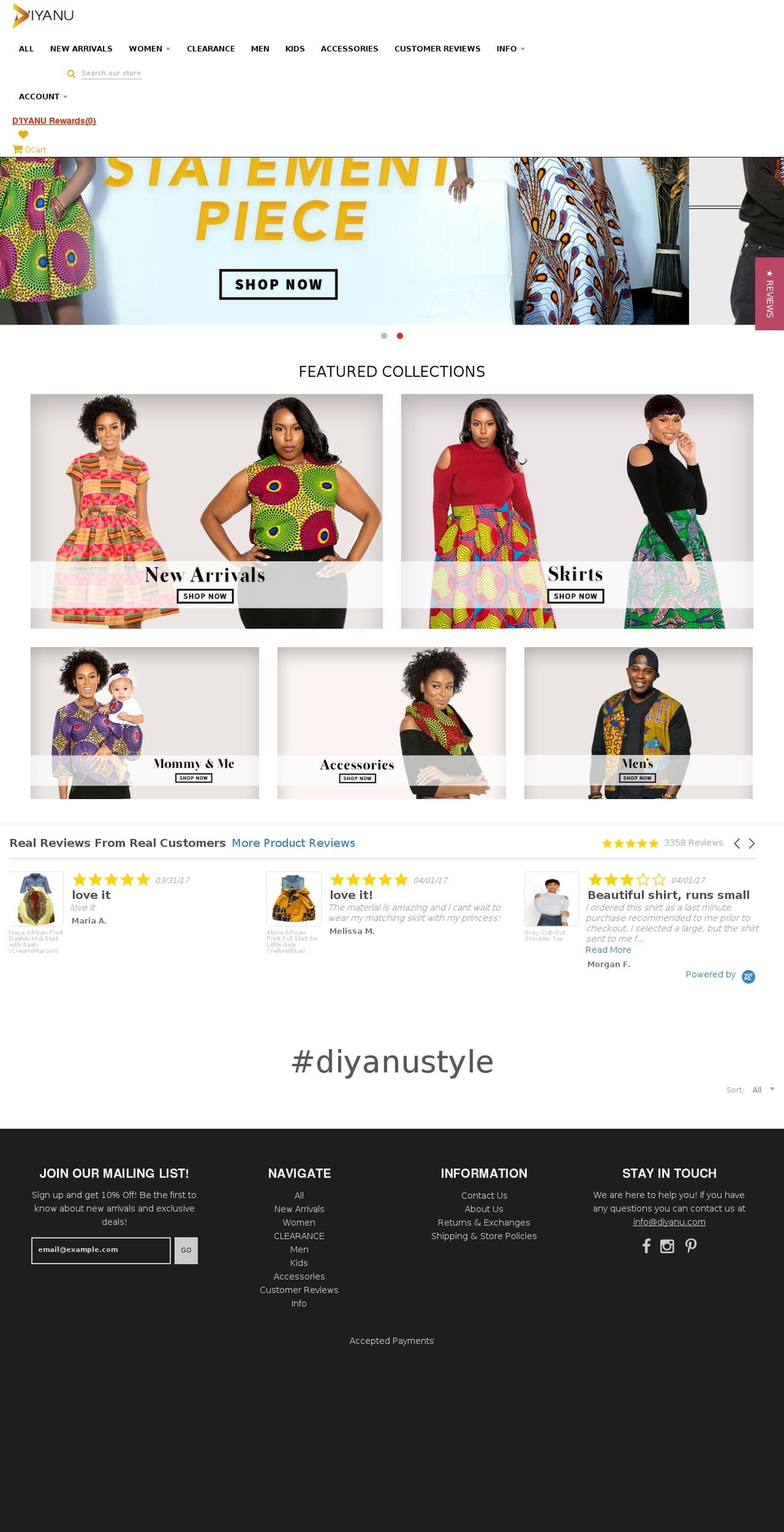 diyanu.com shopify website screenshot