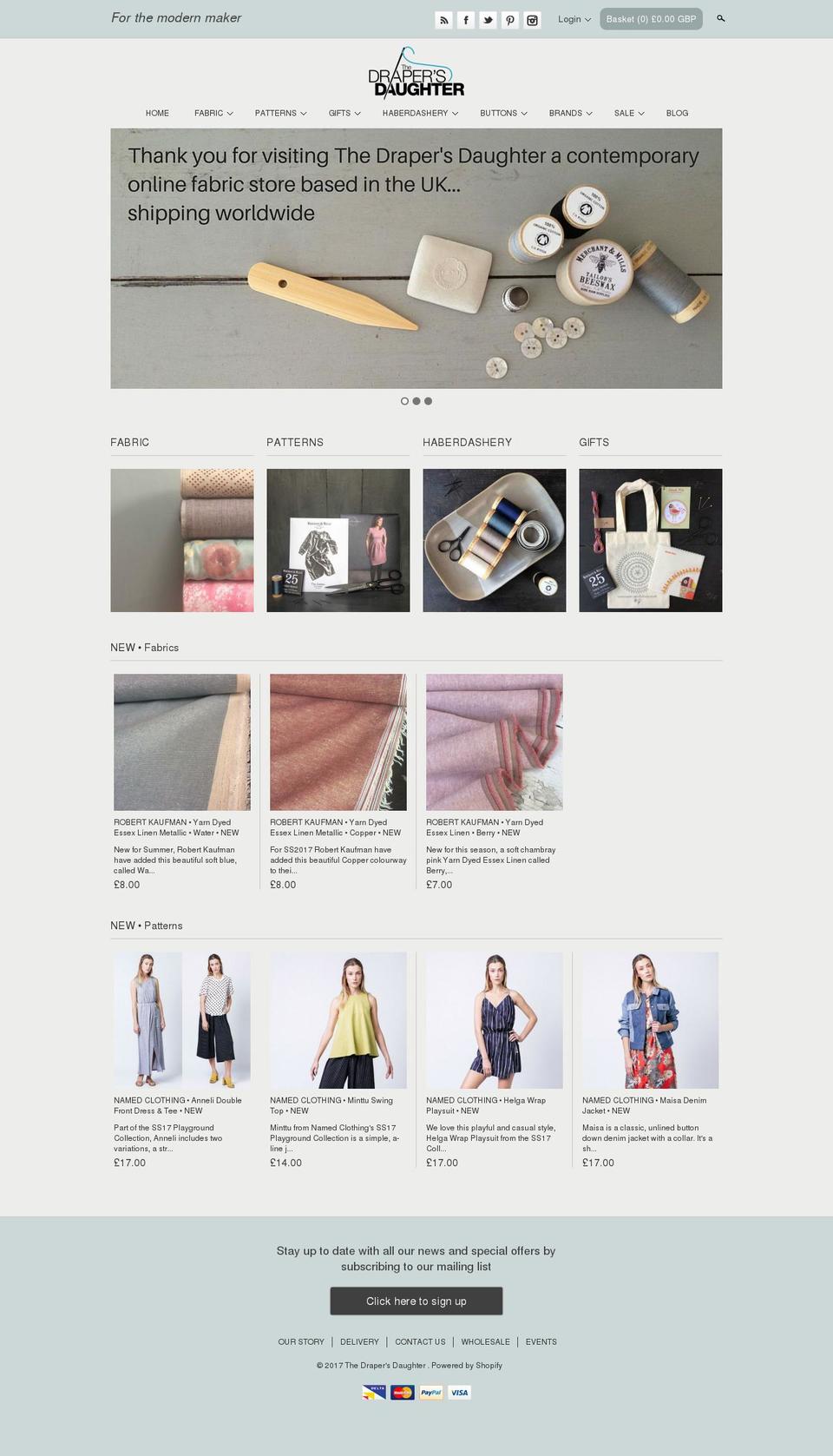 Clean Shopify theme site example drapersdaughter.com