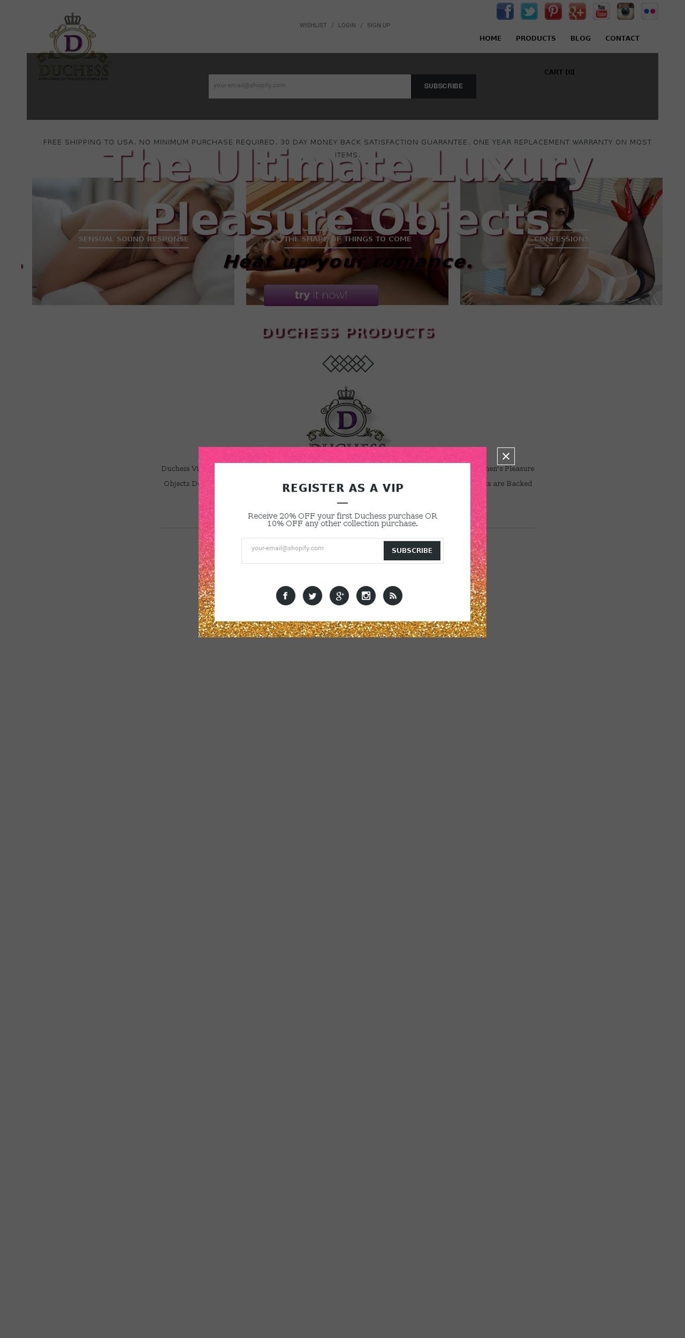 duchessvibrators.com shopify website screenshot