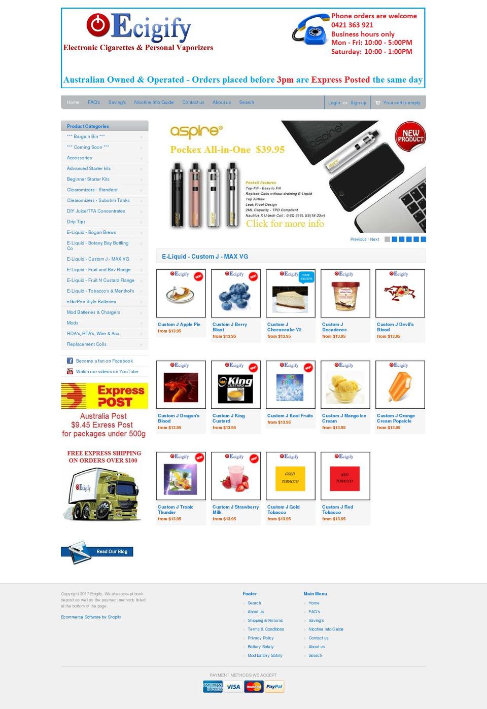 e-cigarette-supplies-australia.myshopify.com shopify website screenshot