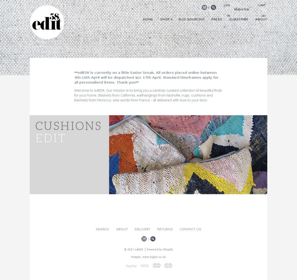 edit58.com shopify website screenshot