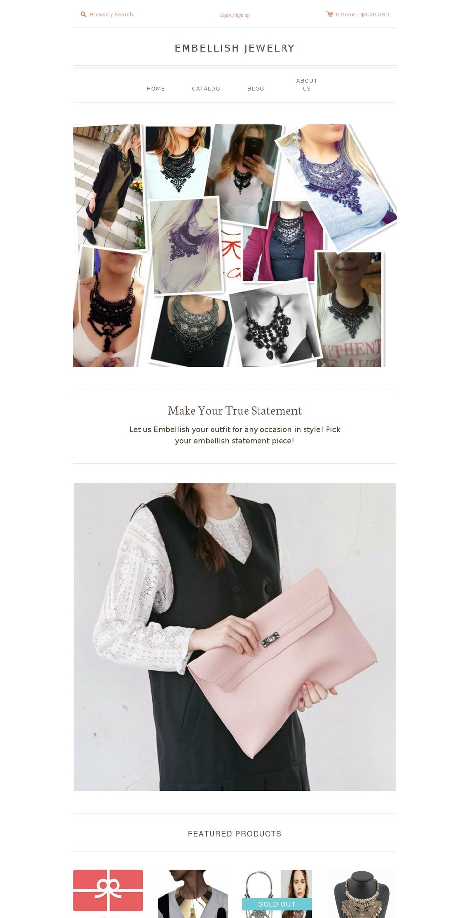 embellishmentjewelry.com shopify website screenshot