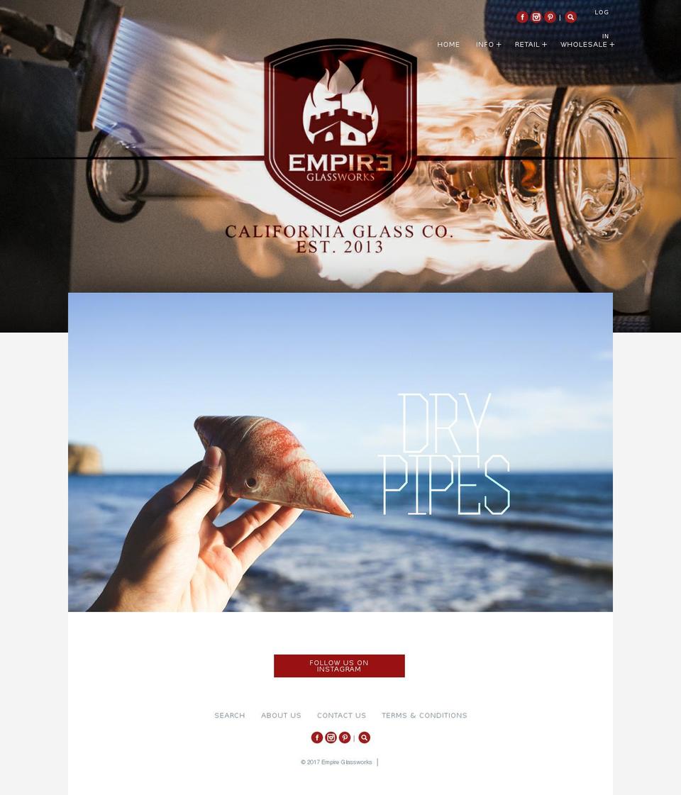 Pipeline Shopify theme site example empireglassworks.com