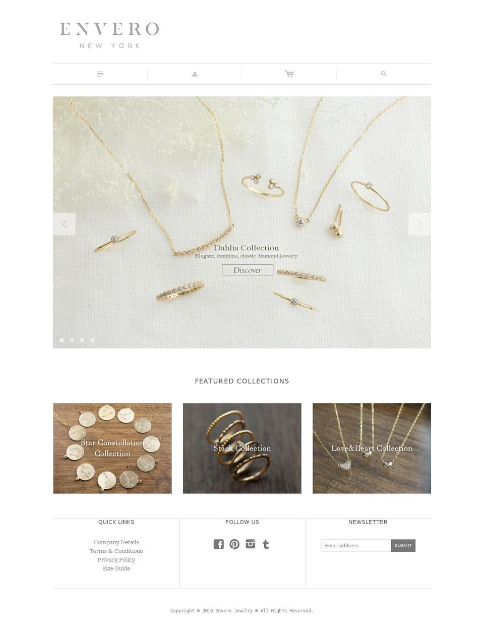 enverojewelry.com shopify website screenshot