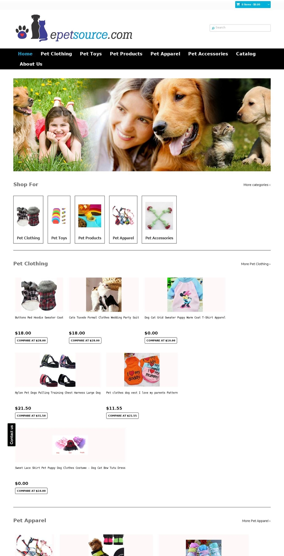 best-updated-theme Shopify theme site example epetsource.com