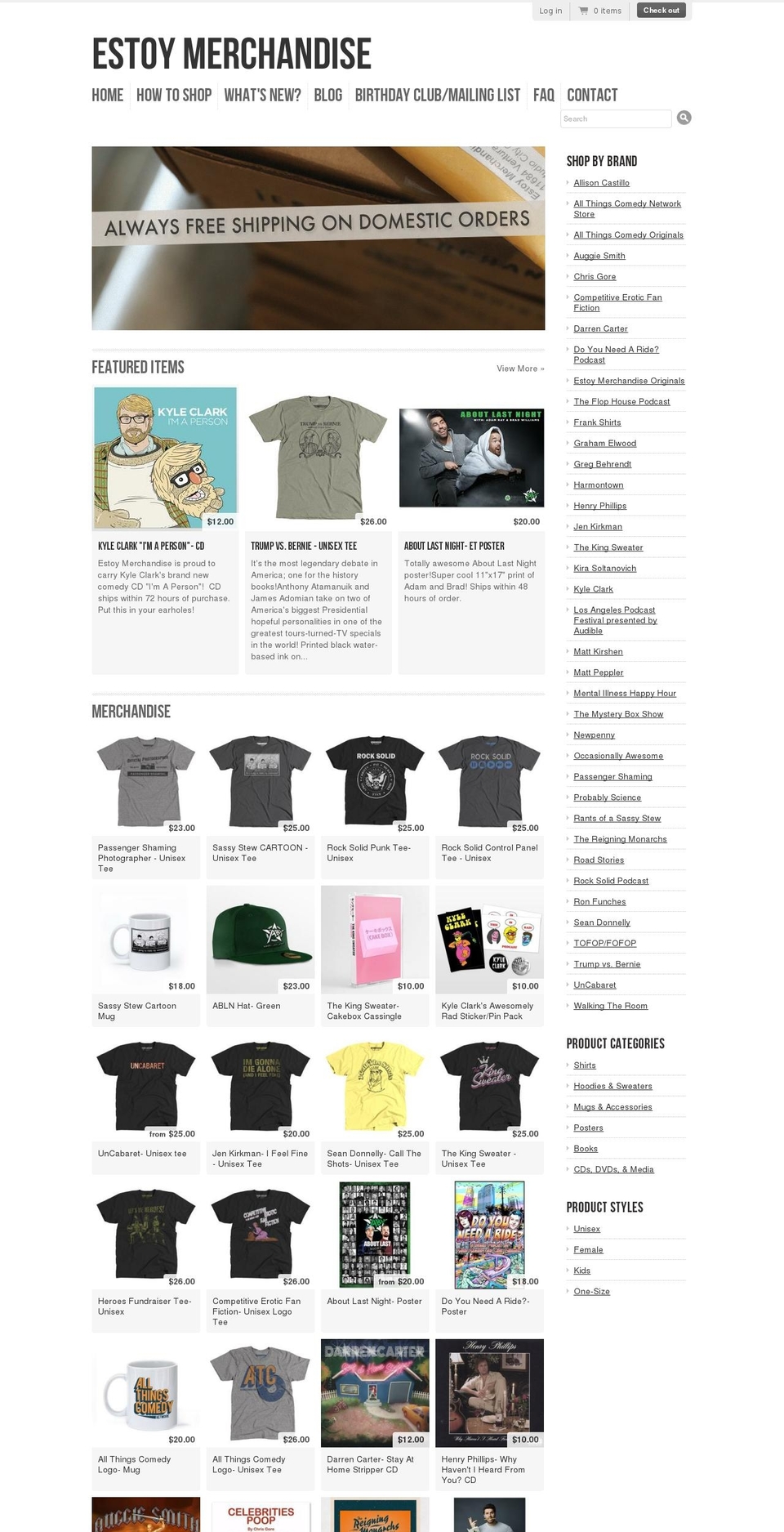 Radiance Shopify theme site example estoymerchandise.com