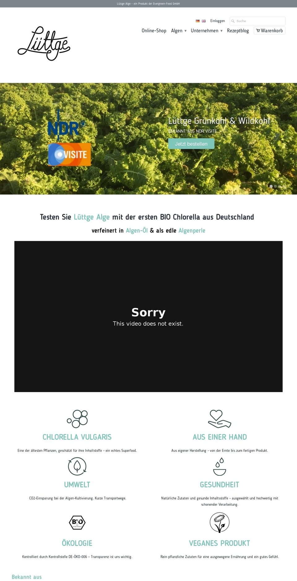 Modular Shopify theme site example evergreen-food.de